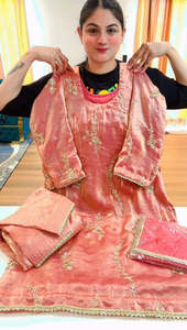 Partywear hand work suit (Colour: peach), Code: 236