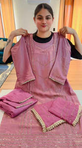 Punjabi Suits: Partywear hand work suit (Colour: mauve), Code: 242