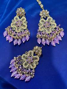 Polki earrings, Colour: Lavender, (Code: X2)