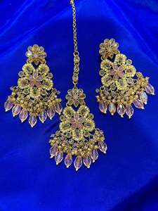 Earrings Collection: Polki earrings, Colour: Light pink, (Code: X2)