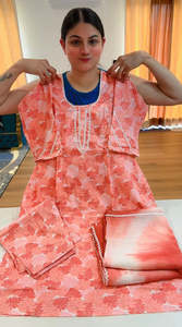 Casual Wear Punjabi Suits: Cotton Printed Boutique Stitched Suit, Code: 218