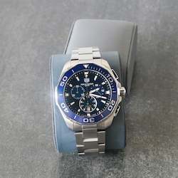 Sold Items: Tag Heuer, Aquaracer, Quartz Chronograph, Blue dial, 43mm, CAY111b.BA0927