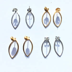 Earrings: tūāoma - 24k gold plate and sterling silver