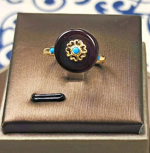 Jewellry: Amber | Red Disc | Gold-Toned Plated Adjustable Ring