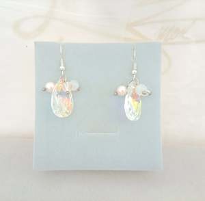 Fashion Statement Jewellery: #100 Teardrop Faceted Drop & Pearl Dangle Earrings