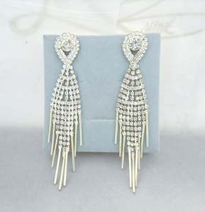 #060 Rhinestone Fringe Tassel Earrings