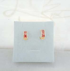 #047 Small Red Premium Crystal Huggie Hoop Earrings