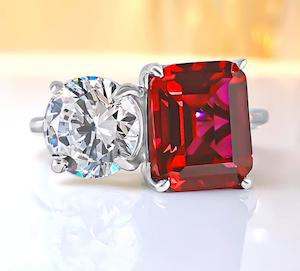 Prestige Jewellery Collection: Ruby Cascade Grace: 4Carat Cubic Zirconia Ring, 18k White Gold