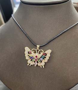 Prestige Jewellery Collection: Mosaic CZ and Premium Crystal | Butterfly | Gold-Toned Plated Pendant