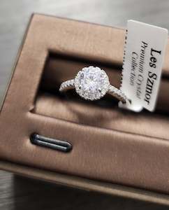 Diamond White | Premium Crystal | Sterling Silver Plated Adjustable Ring