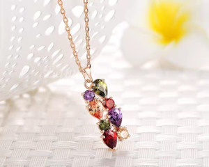 Mosaic Multi-Coloured | Premium Crystal | Pendant Necklace