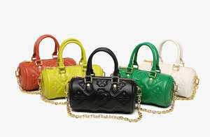 Genuine Leather Cylinder Small Handbag