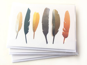 Products: Metallic Fabric Feathers - Blank Card tinch-html5