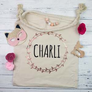 All: Medium - Rose Gold Wreath Santa Sack