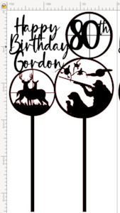 Cake Decorating Supplies: Hunting - Happy Birthday topper - Personalized