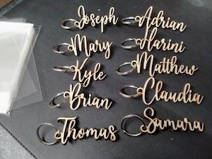 Table place names: Wedding Table Place Names Key Rings
