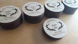 Wedding Collection: Wedding Save the Date Antler Cut Token
