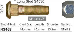 Brakes Brake Wheel Nuts: WHEEL STUD AND NUT NS469