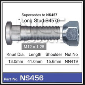 Brakes Brake Wheel Nuts: PRODUCTS WHEEL STUD AND NUT NS456