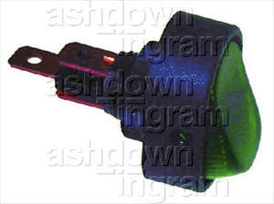 Relays: Rocker Switch On/Off SPST 12V Green Illuminated (Contacts Rated 30A @ ACX3799