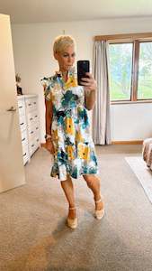 Dress: Floral print ruffle sleeve tier dress