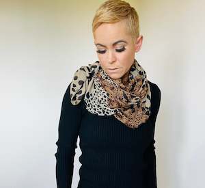 Scarves: Leopard print natural tones scarf