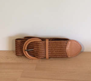 Belts: Stretch weave belt tan