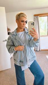 Coats Jackets: Refuge vintage raw edge cropped detail denim jacket