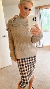 All Shorts: Tartan pencil skirt brown