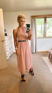 New Pants: Halter tie neck & belted lined jumpsuit