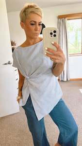 Sale Stuff: Asymmetric hem pinstripe top