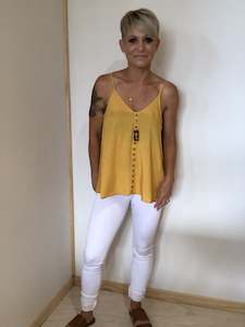 20 Tops: Plain button singlet mustard
