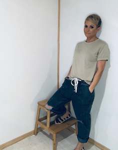 Tees: Basic round neck BF cuff tee