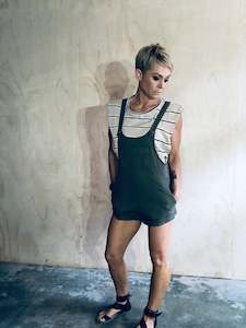 Shorts: Short overalls- khaki