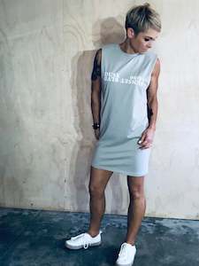 Shoulder Pads: Refuge shoulder pad tee shirt dress sage