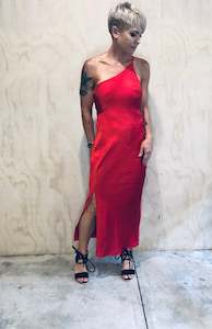 Summer Dress Sale: Asymmetrical red dress satin look