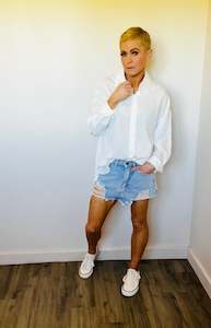 Massive Reductions: Button back drop shoulder white shirt