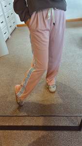 All Pants: Drawcord waist side stripe wide leg pants