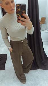 All Pants: Refuge olive wide leg trousers