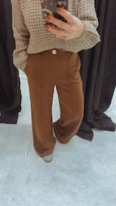 All Pants: Refuge choc wide leg trousers