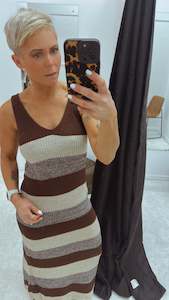 Pink Diamond chunky stripe knit singlet dress