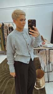 Knit Jumper Sale: Cable knit grey big button cardigan
