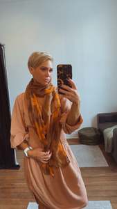 Accessories: Rust & Brown Floral Print Scarf