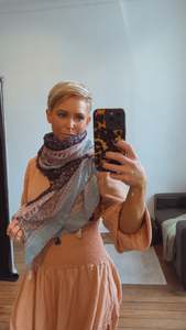 Turquoise & Navy Tassel scarf