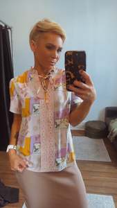 Tops: So InStyle patchwork lace trim boho top