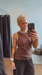 So Instyle Contrast binding knit singlet brown