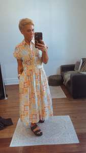 All Dresses Jumpsuits: So Instyle Patch print lace line button midi dress