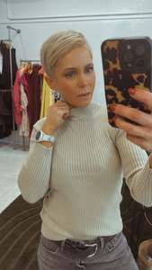 Knit Jumper Sale: Refuge knit rib soft skivvy sand