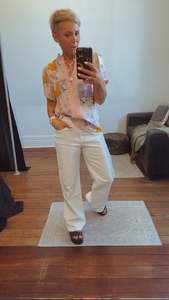 White Stretch Wide Legs Jeans
