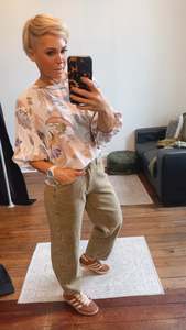 Olive Denim Patchwork Cropped Jeans